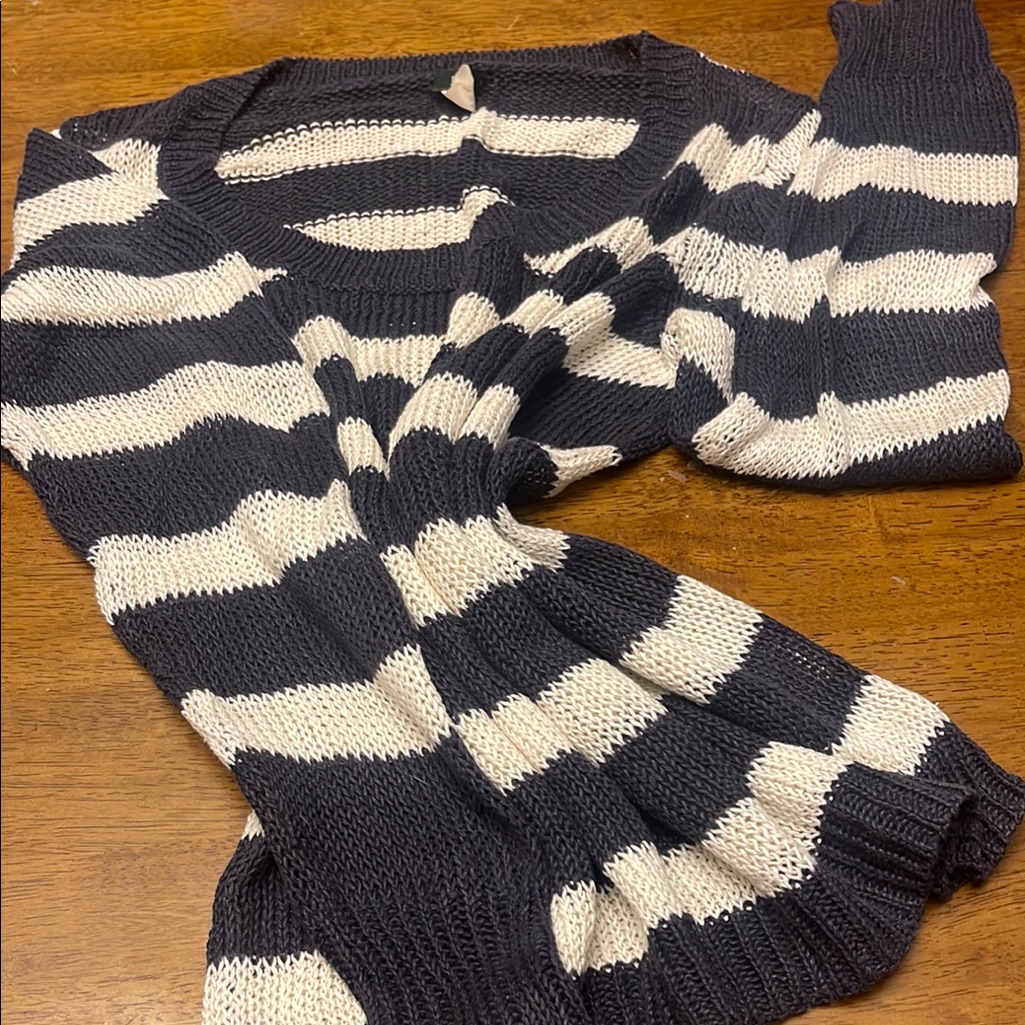 J. Crew Black And White V-Neck Sweater Nautical Style
